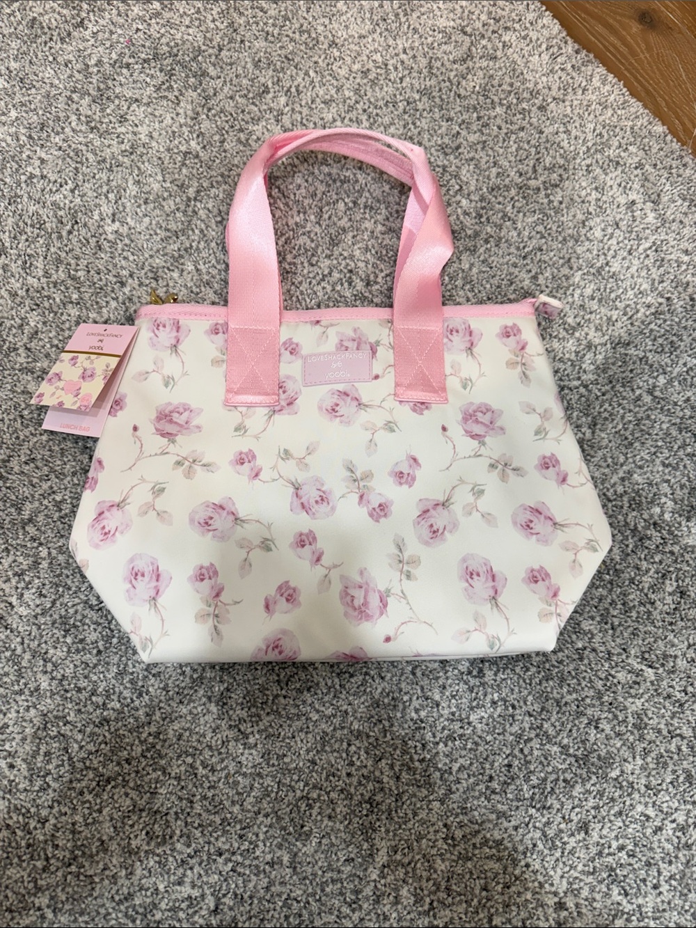 LoveShackFancy Pink Floral Tote with Cream Base